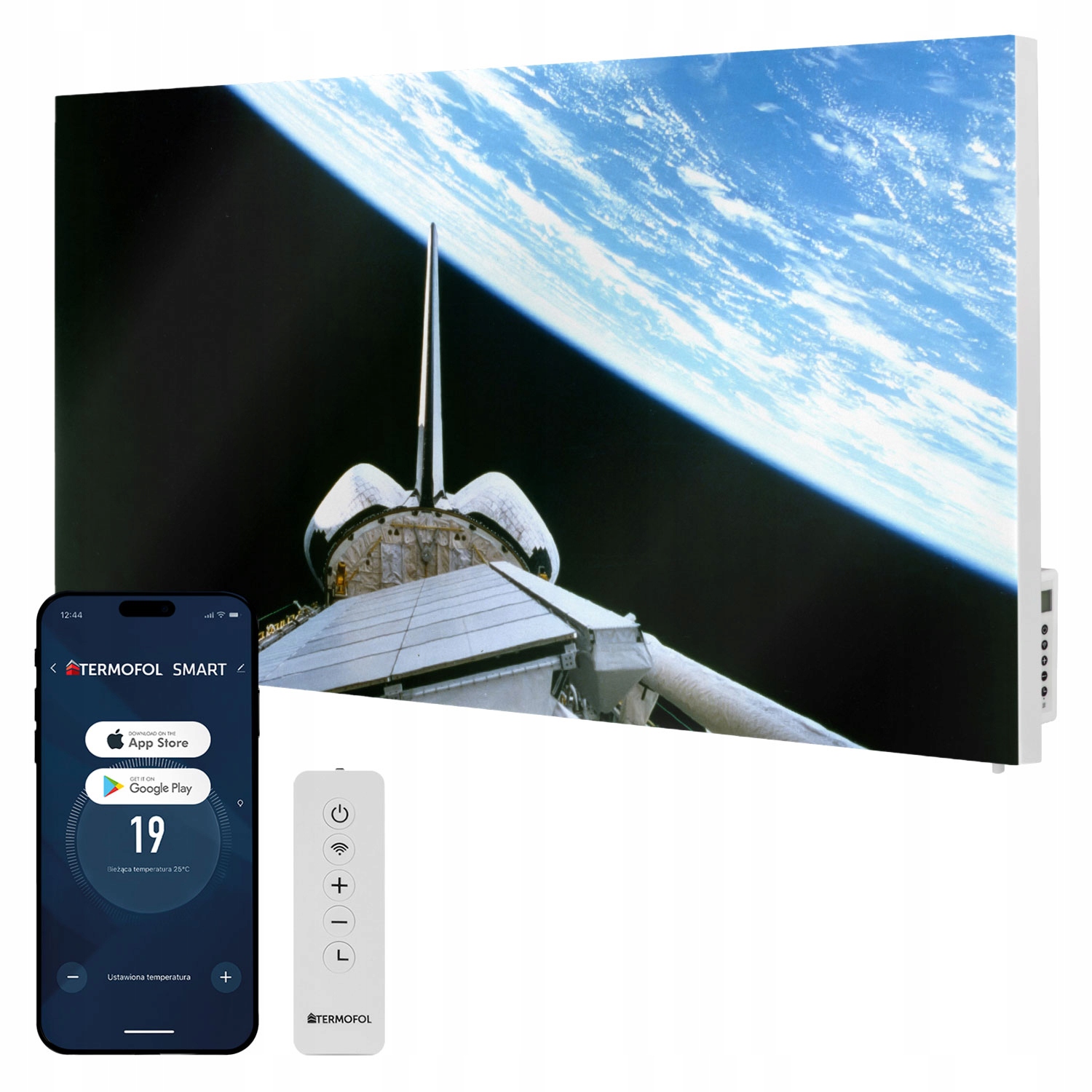 Infračervený ohrievač s obrazom Zem z obežnej dráhy 700 W 120 x 60 cm WiFi