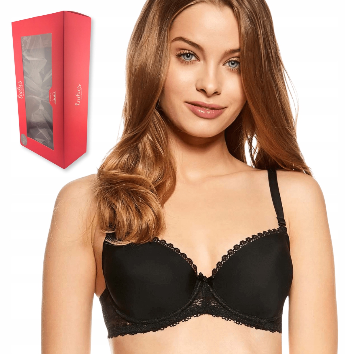 Biustonosz push-up czarny gładki Henderson Esotiq Julietta 23444 90B