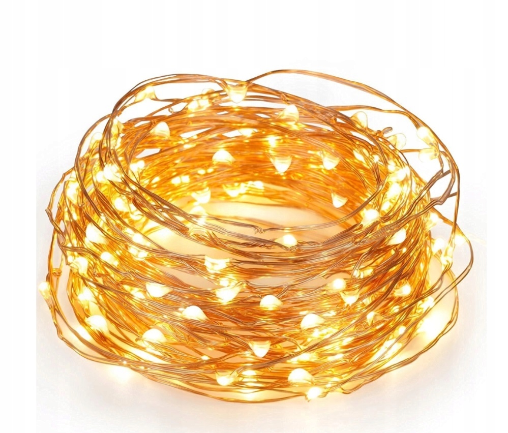LAMPKI CHOINKOWE 20 LED NA DRUCIKU CIEPŁY BIAŁY 2m
