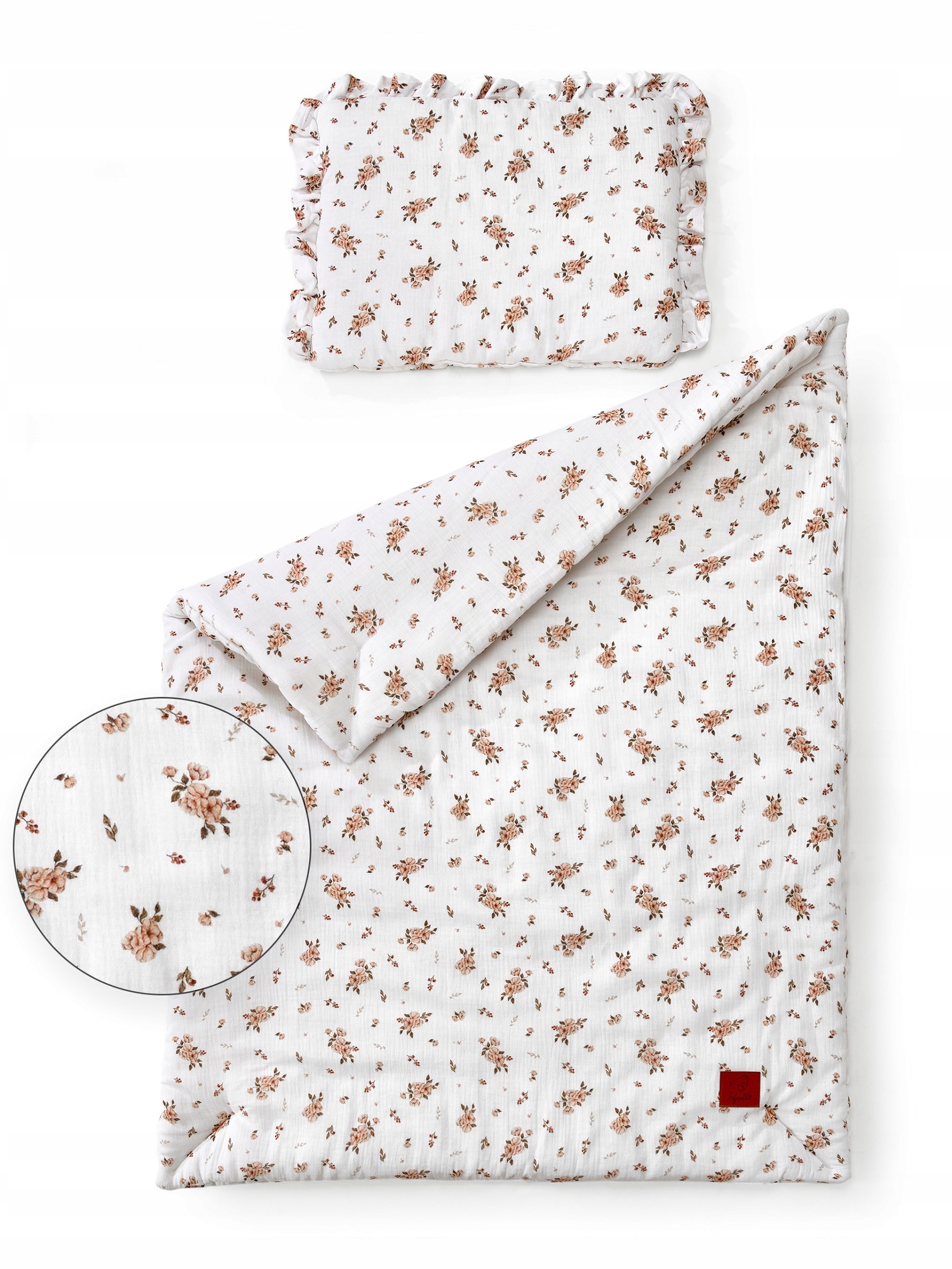 NIEMOWLĘCA POŚCIEL MUŚLINOWA 120X90 FALBANKA LITTLE FLOWERS