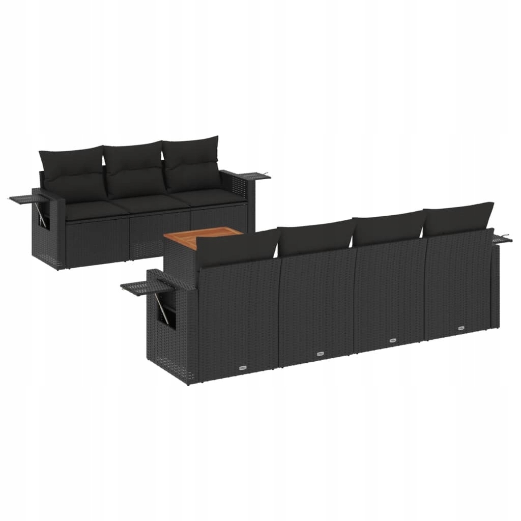 Set zahradního nábytku plast vidaXL černý 8 dílů