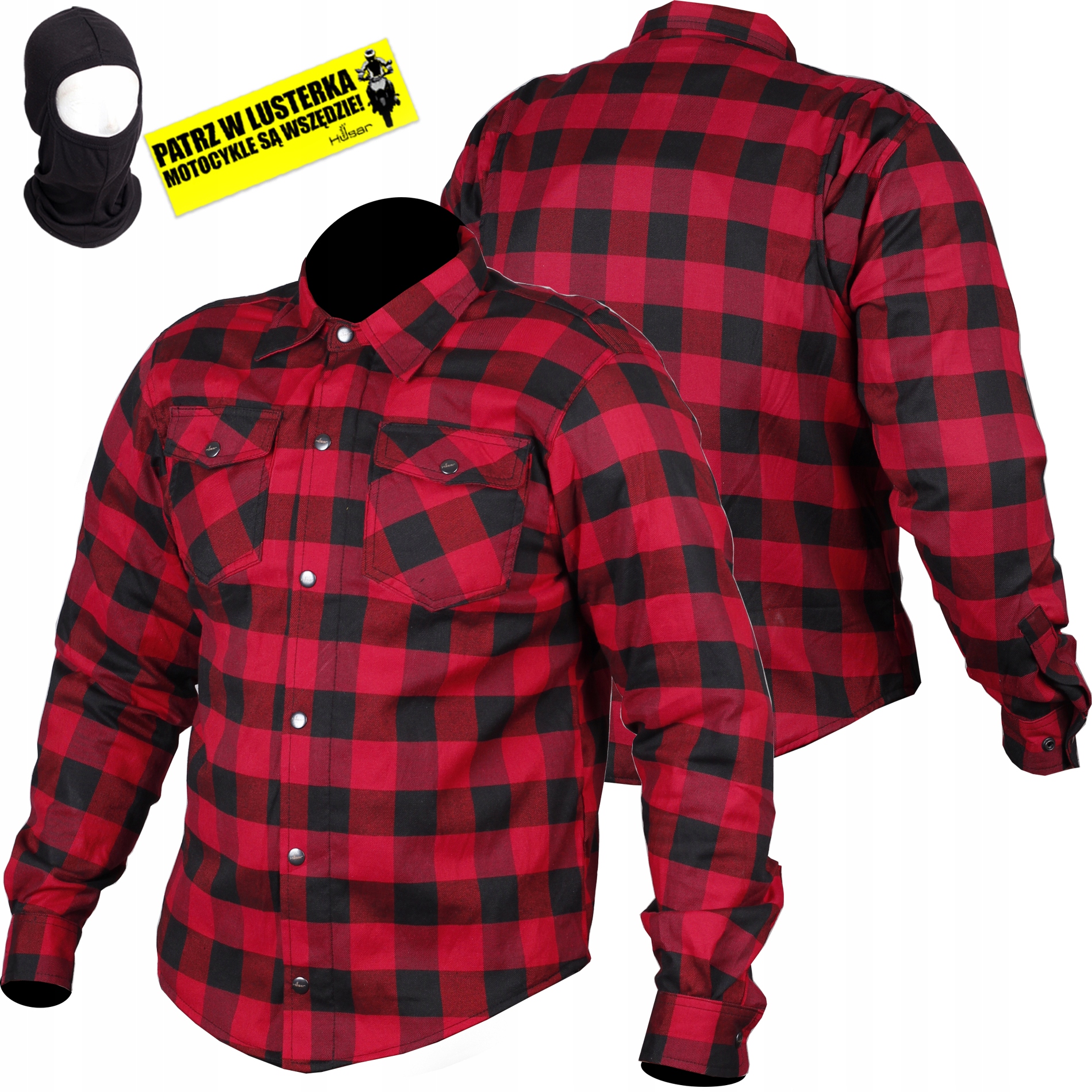 Koszula Motocyklowa Husar Bluza z Kevlarem męska red czerwona