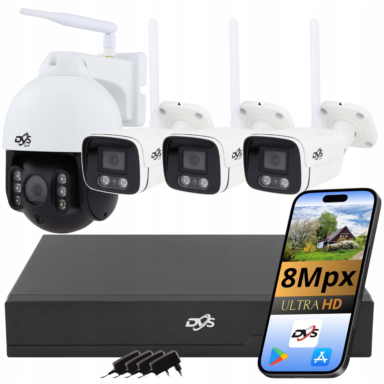 Sada Pro Výzdobu Wifi 8MPX 3 Kamery Otočná Kamera Pro Náhled Kamery