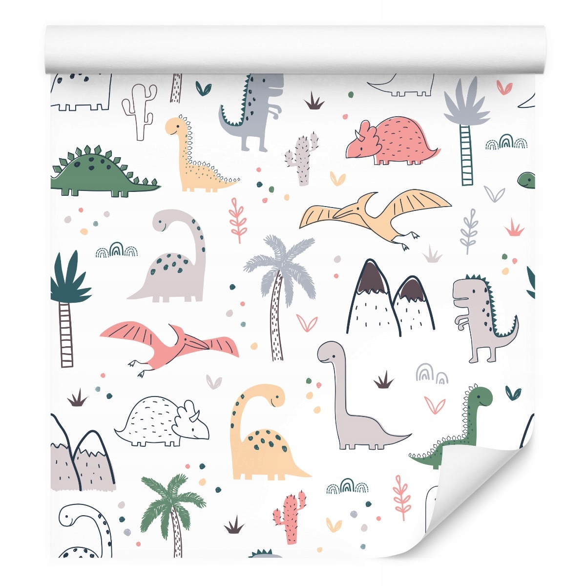 Tapeta do dětského pokoje Komiks Dinosaurus Rostliny