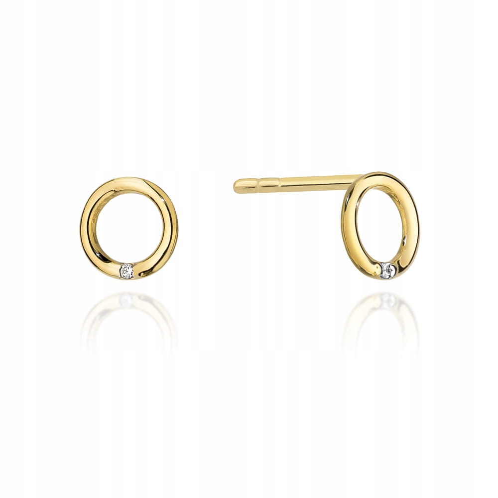 

Złote kolczyki z brylantami ringi kółka 585 diamen