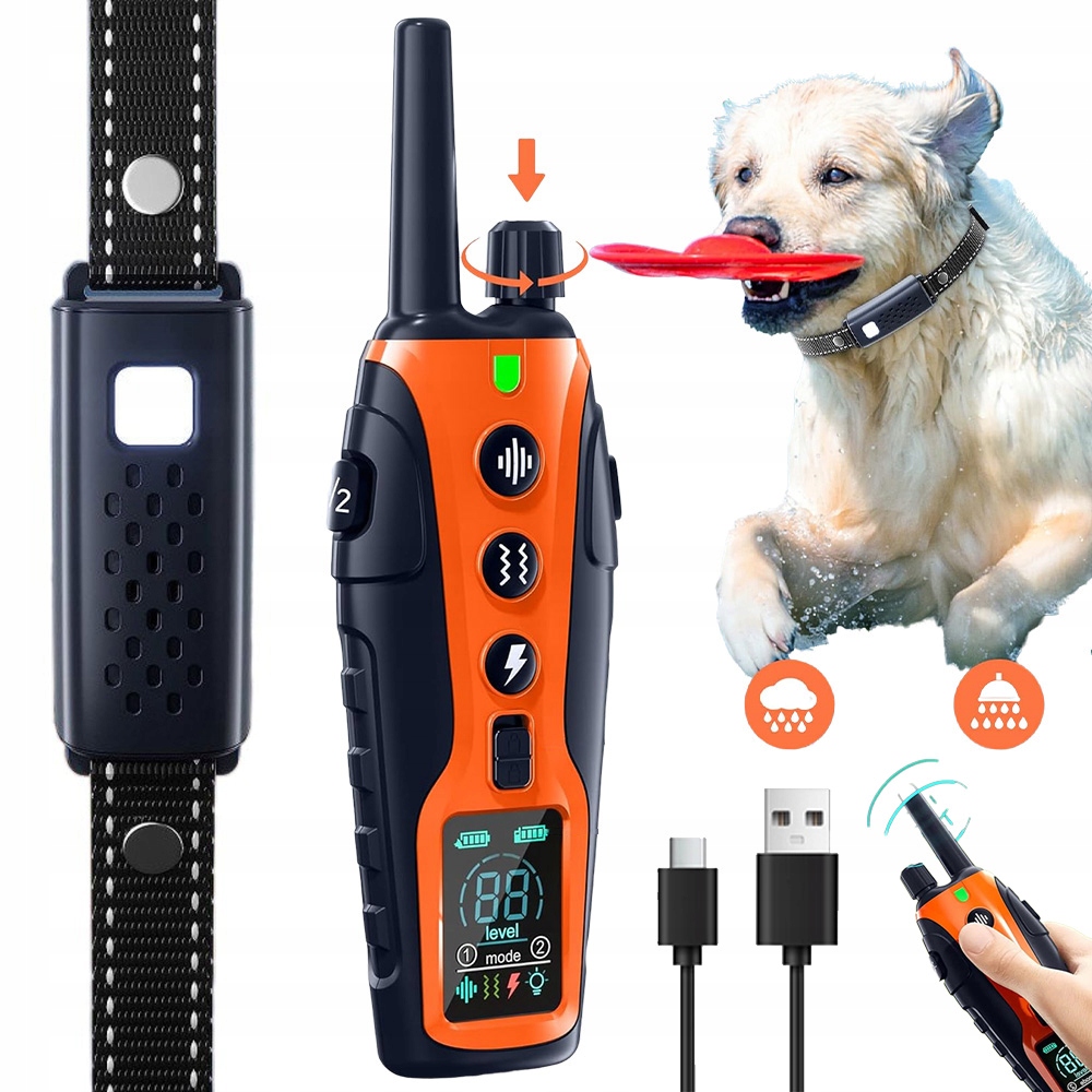 Levně Elektrický Obojek Pro Psa Výcvikový Voděodolný Utišující 1000M Dálkové Ovládání