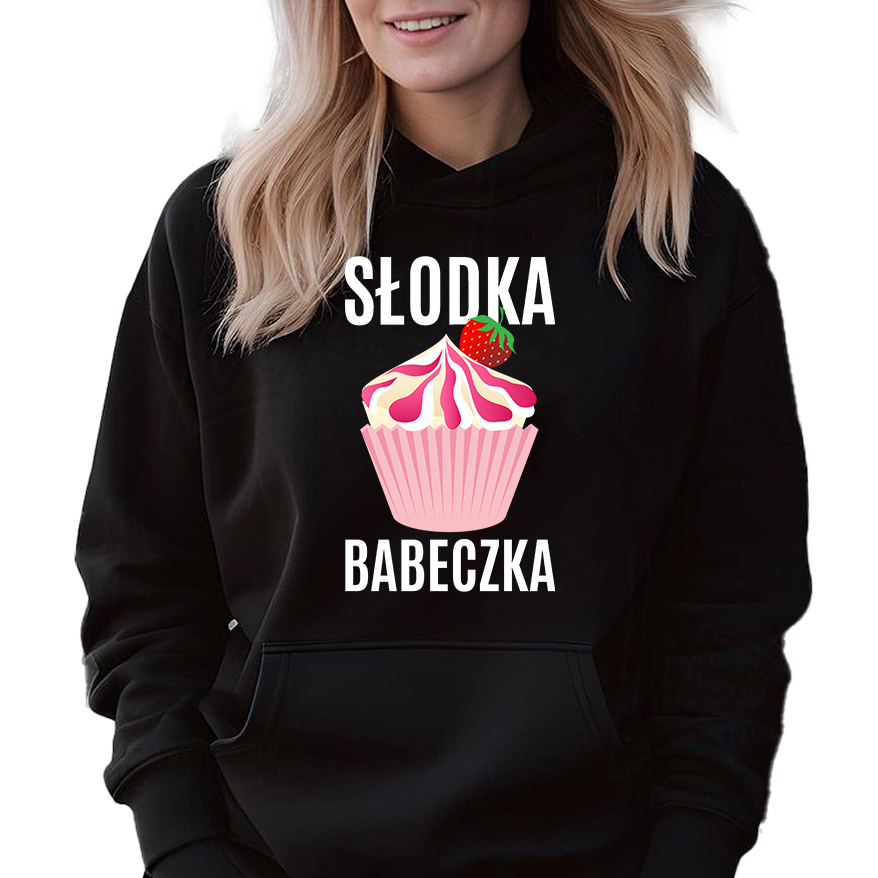 Mikina Černá Kapuce jako Dárek pro dívku Sladká Babička XXL