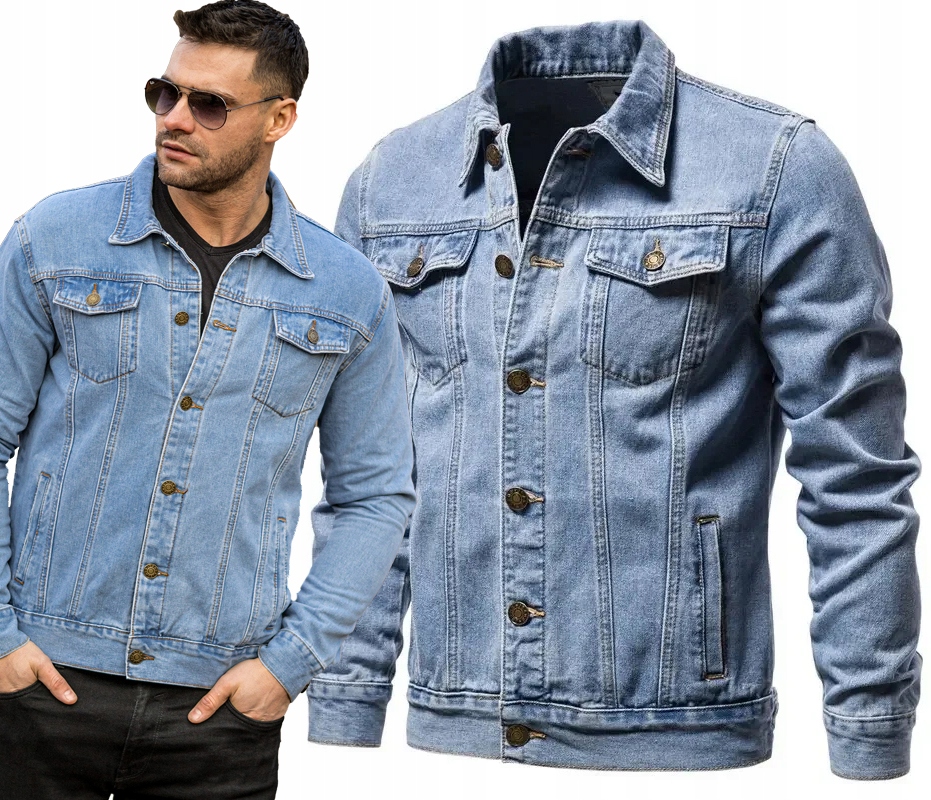 Kurtka Męska Jeansowa Katana Niebieska Klasyczna Prosta 011 XL