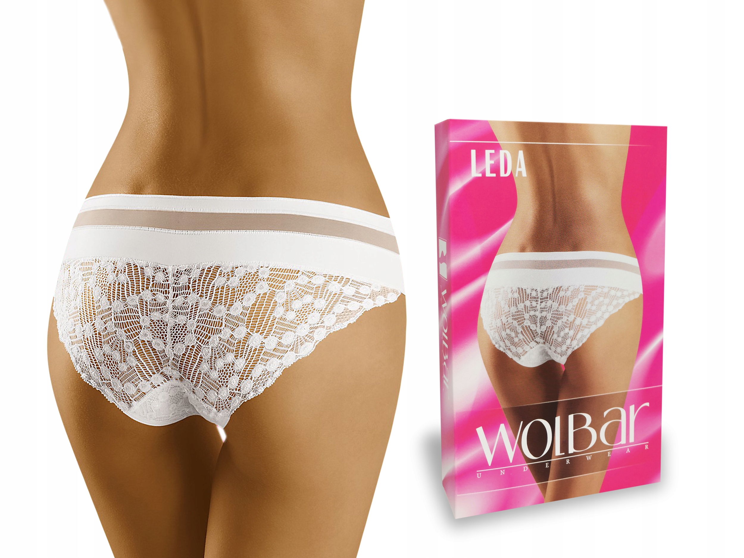 

Wolbar Leda Seksowne Figi z Koronką Biały XL