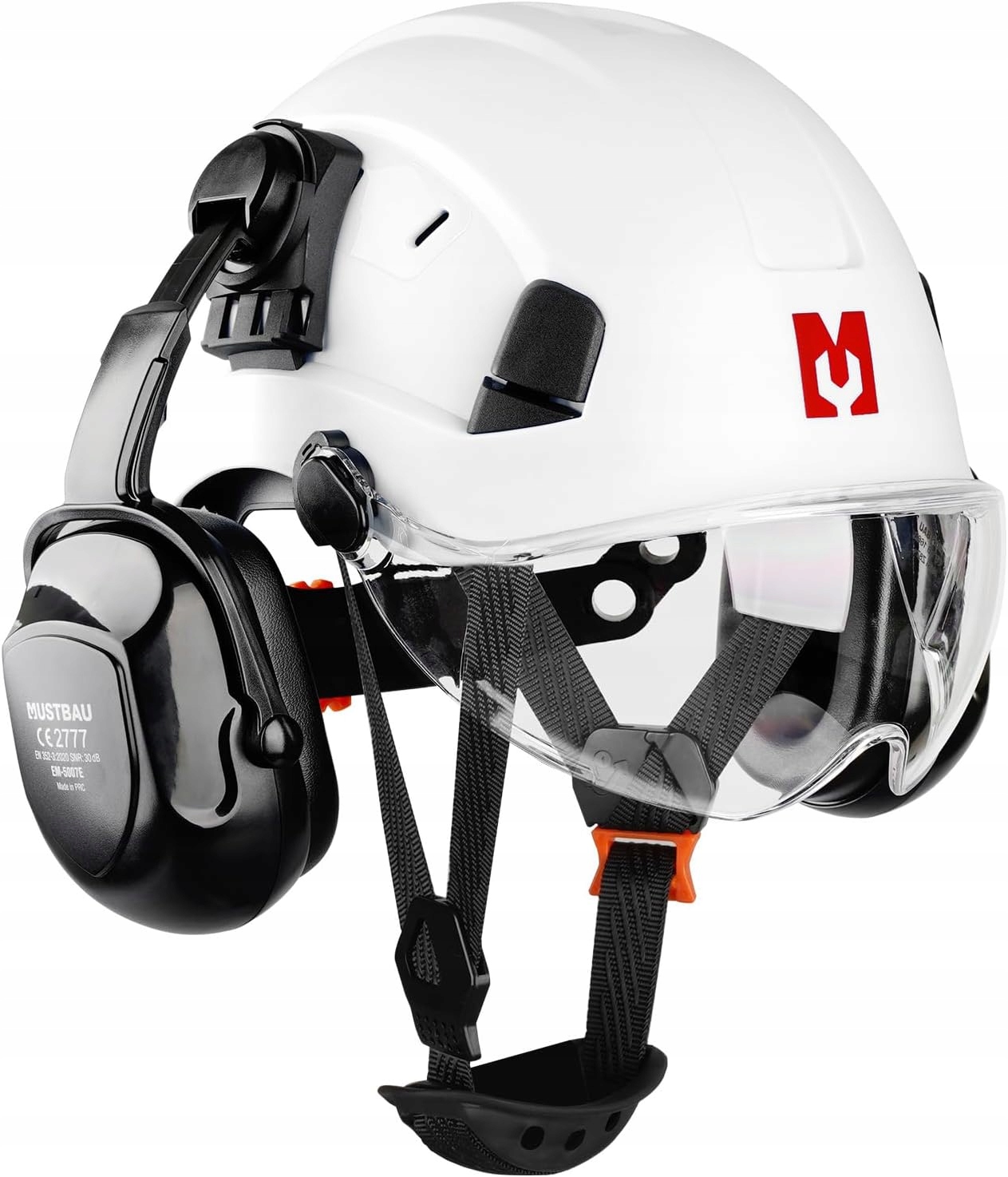 Kask Ochronny Roboczy budowlany Bhp EN397 nauszniki 30dB gogle 6punkt 53-63