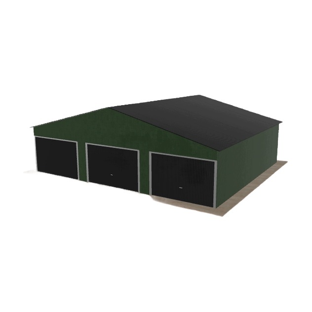 Plechová garáž 10x8.5 m, třípolohová, dvoupolohová, zelená