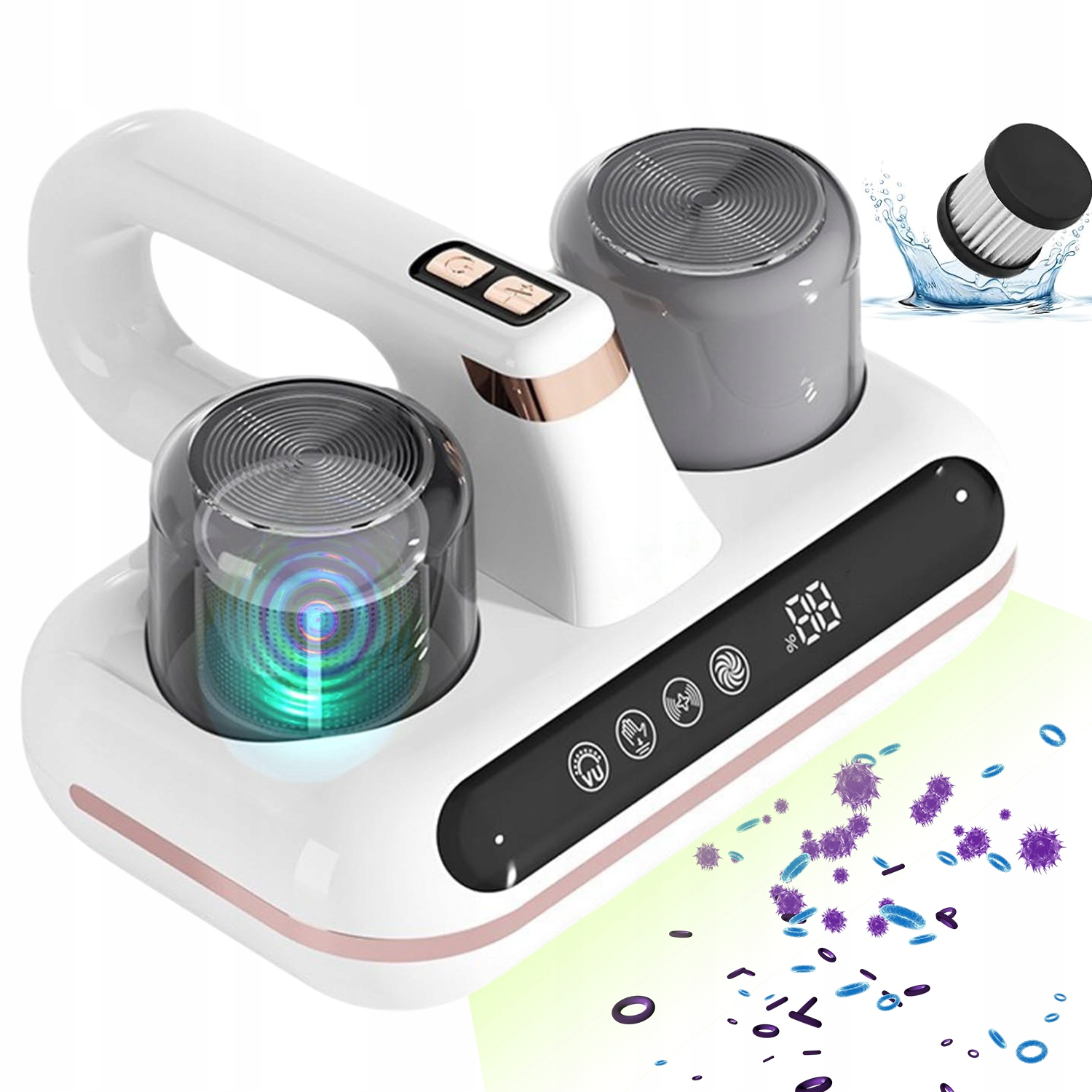 Vysavač Na Odstraňování Uv Roztočů Antibakteriální 1800MAH Turbo Kartáč