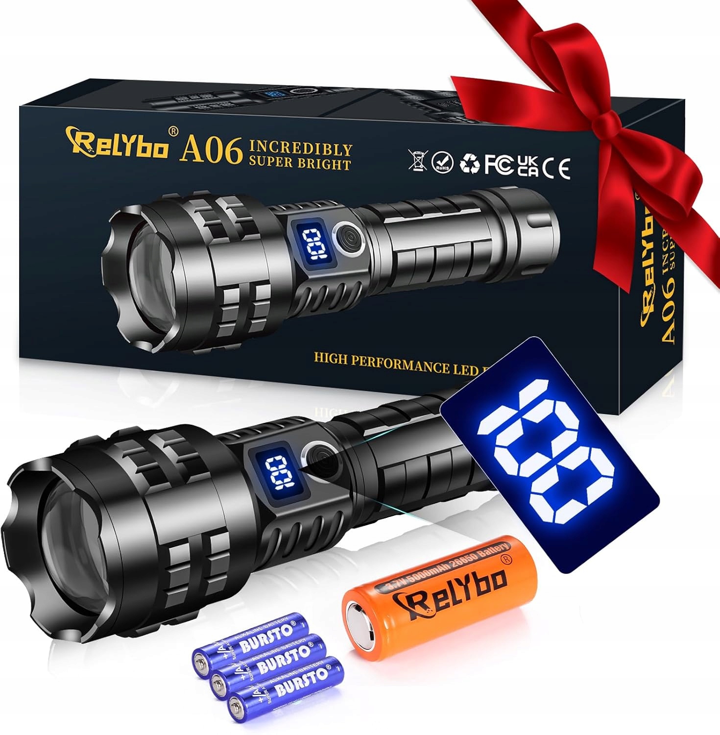 Mocna Latarka Led Taktyczna Zoom Akumulatorowa Wojskowa Usb 20000 Lm