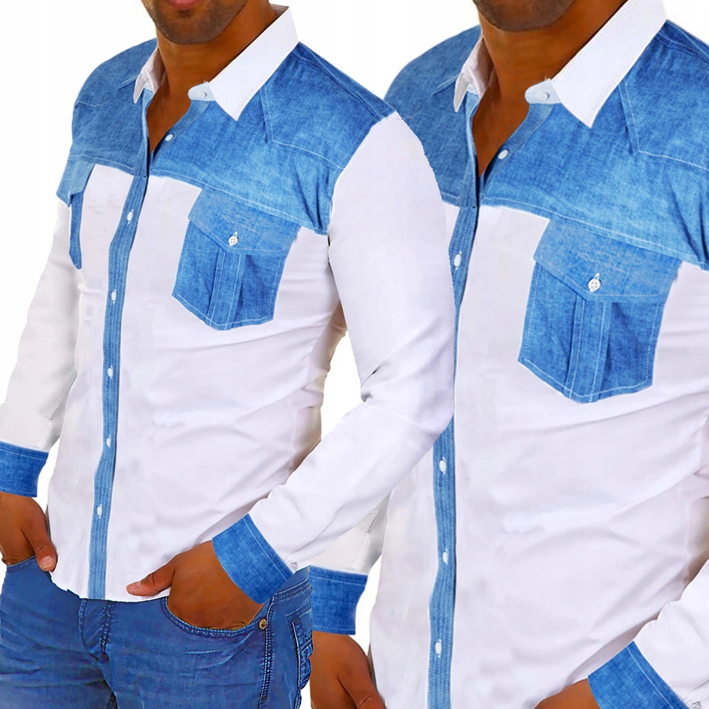 

Koszula Męska Casual Codzienna Jeans Jeansowa