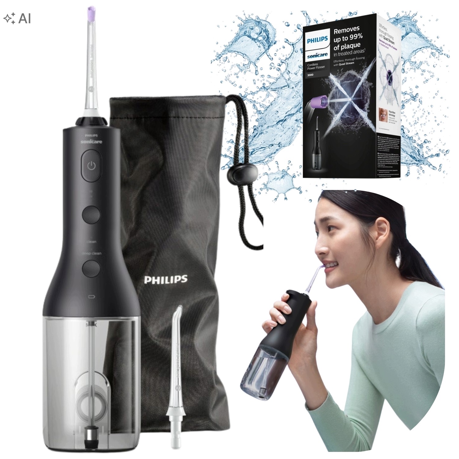 Irygator Do Zębów Philips Sonicare 3000 Bezprzewodowy Dentystyczny 2 Tryby