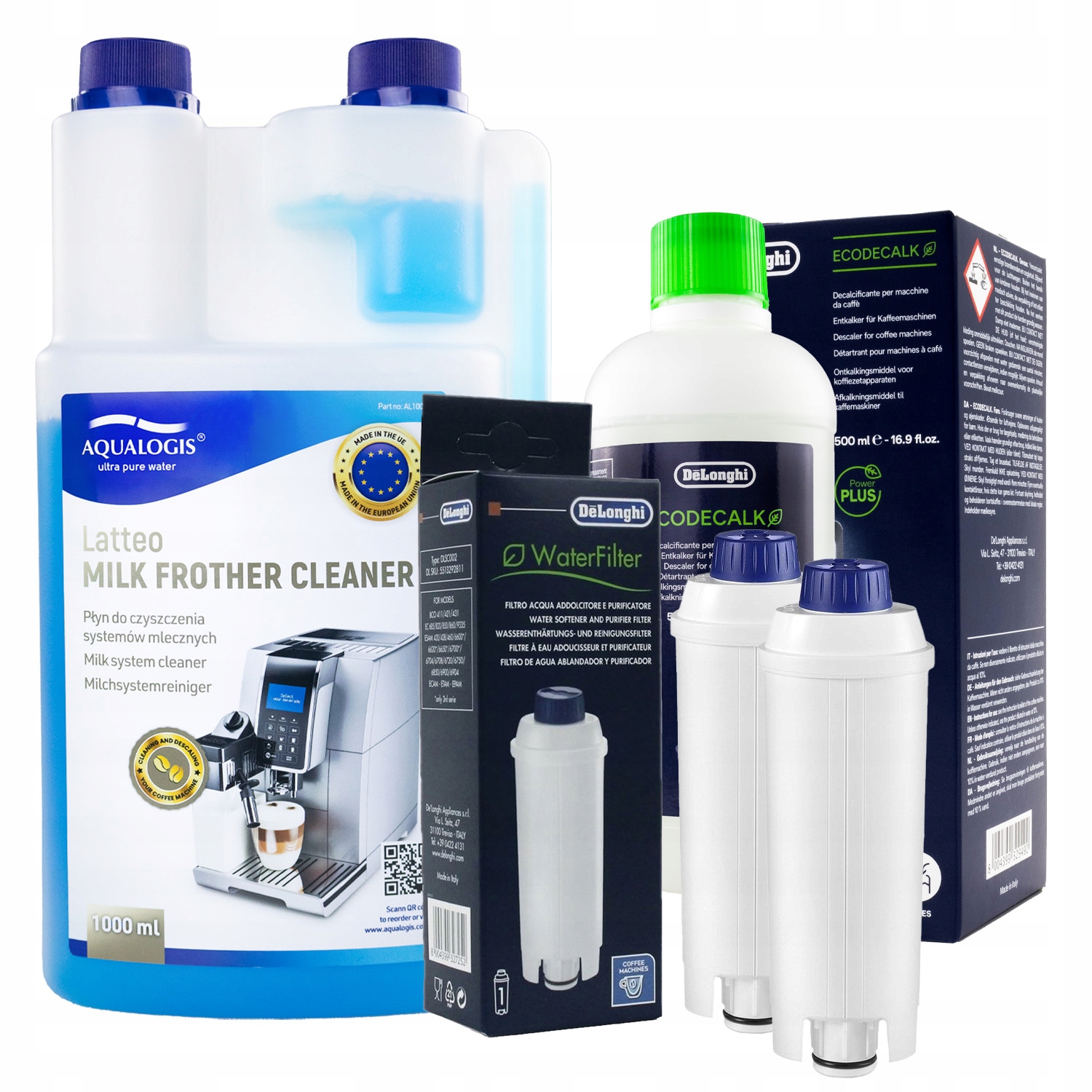 2x Filtr do kávovaru Delonghi DLSC002 EcoDecalk 500 ml Aqualogis Tekutina 1 l