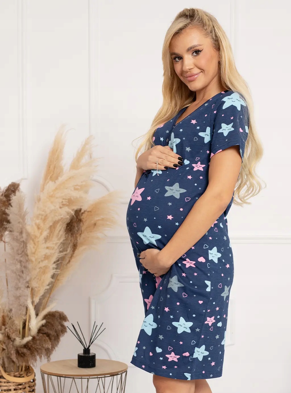 KOSZULA NOCNA PIŻAMA CIĄŻOWA PORODU KARMIENIA S Rozmiar S
