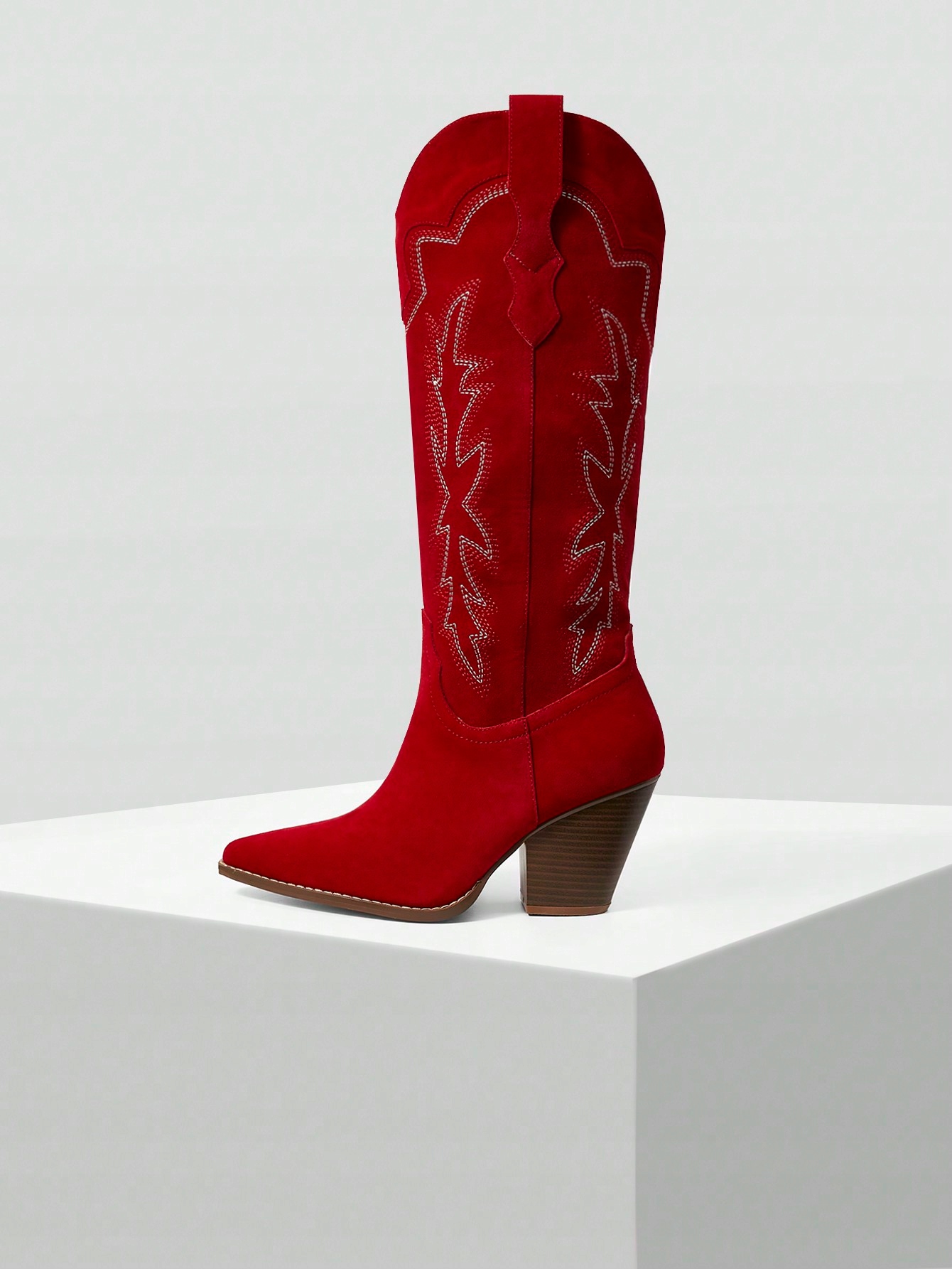 Dámské semišové kovbojské Kovbojské Boty s výšivkou, červené, s motivem, 37 Eur