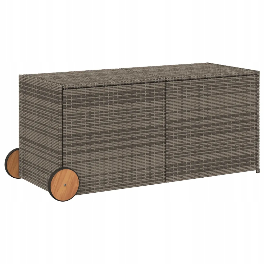 Zahradní truhlík z Pe ratanu a oceli, šedý, 127x55x56/59,5 cm