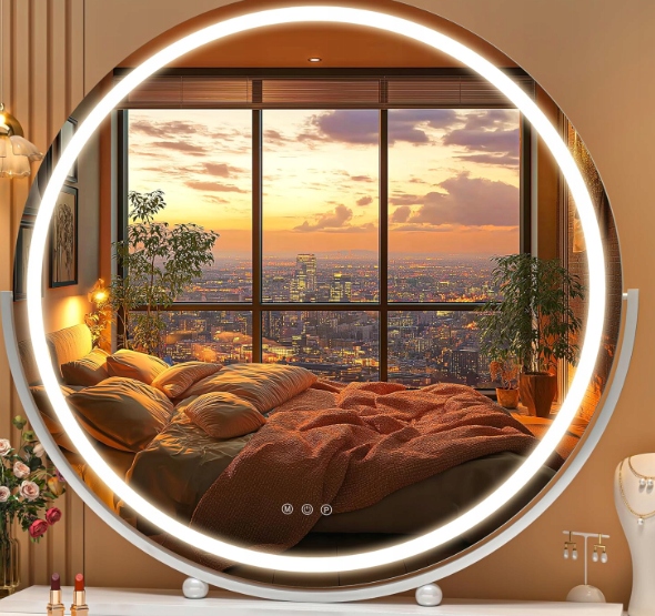 Led okrúhle zrkadlo 70x70 cm biele dotykové