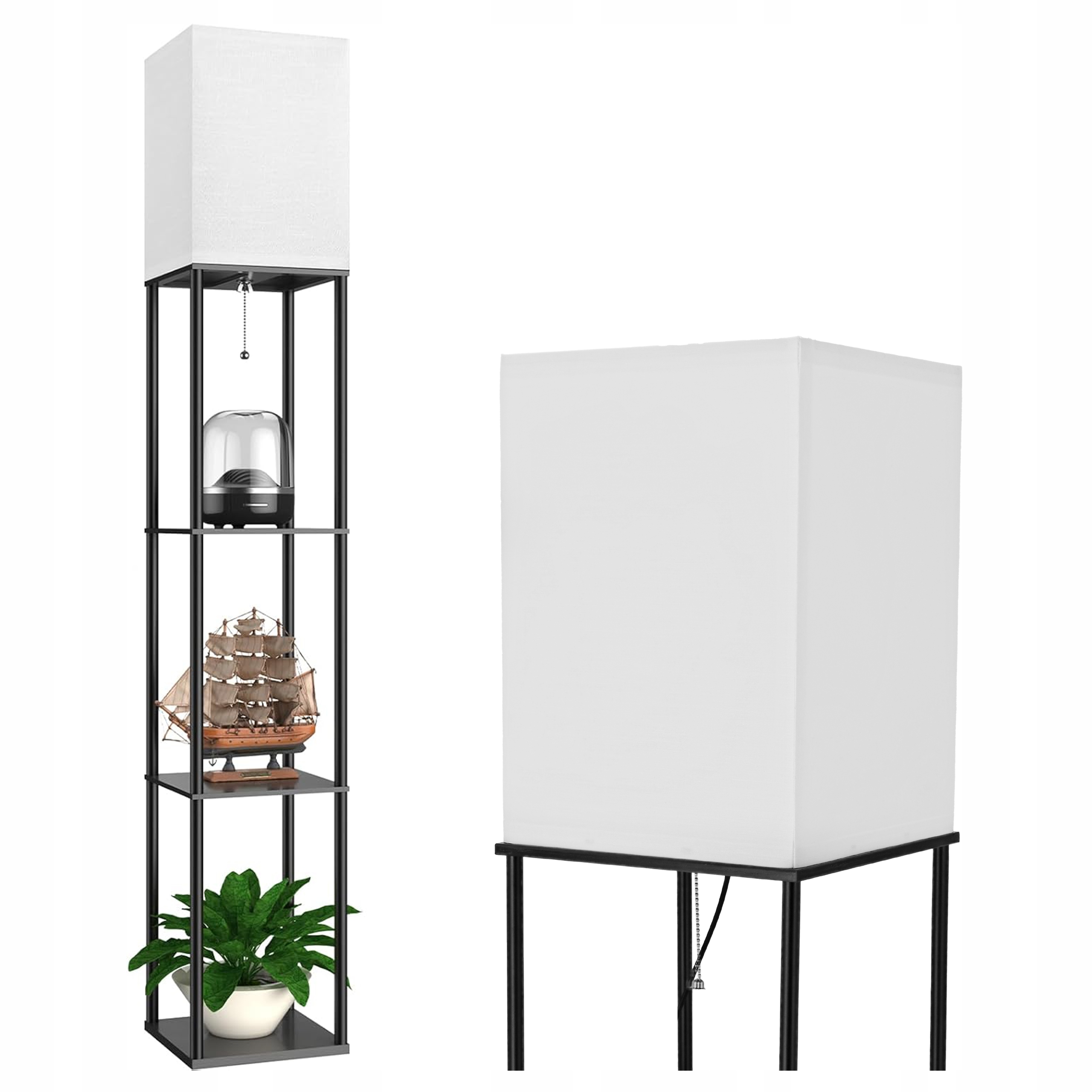 Stojací lampa Podlahová Led lampa E27 Police Regál 2v1 pro čtení 160 cm