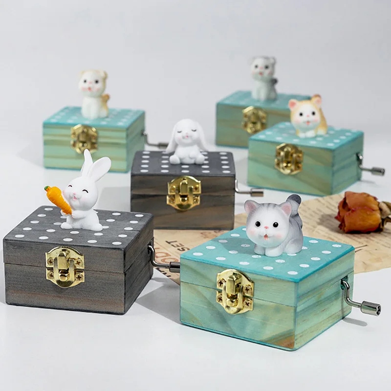 Wooden Music Box Small Personalized Cute Hand-cran Kod producenta zeoucheng