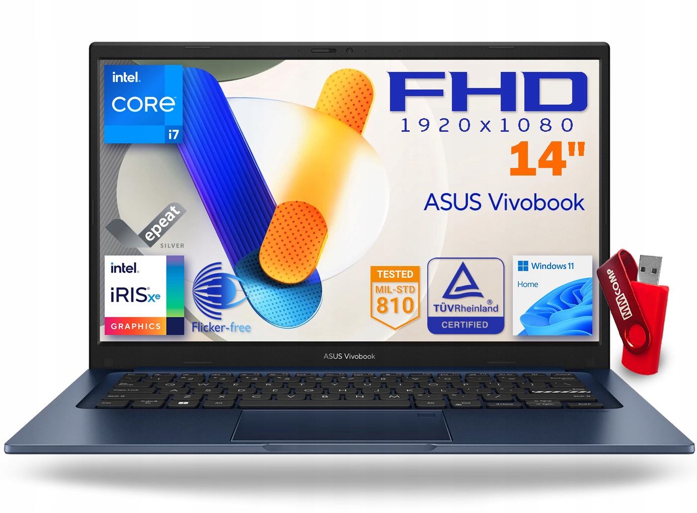 Laptop Asus Vivobook X1404VA i7-1355U 16GB 4TB Ssd 14" 1920*1080 Ips W11