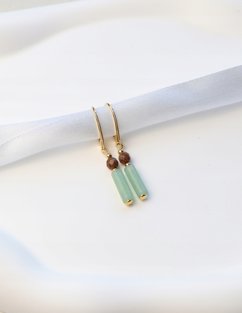 Pozlacené Náušnice avanturín a jaspis