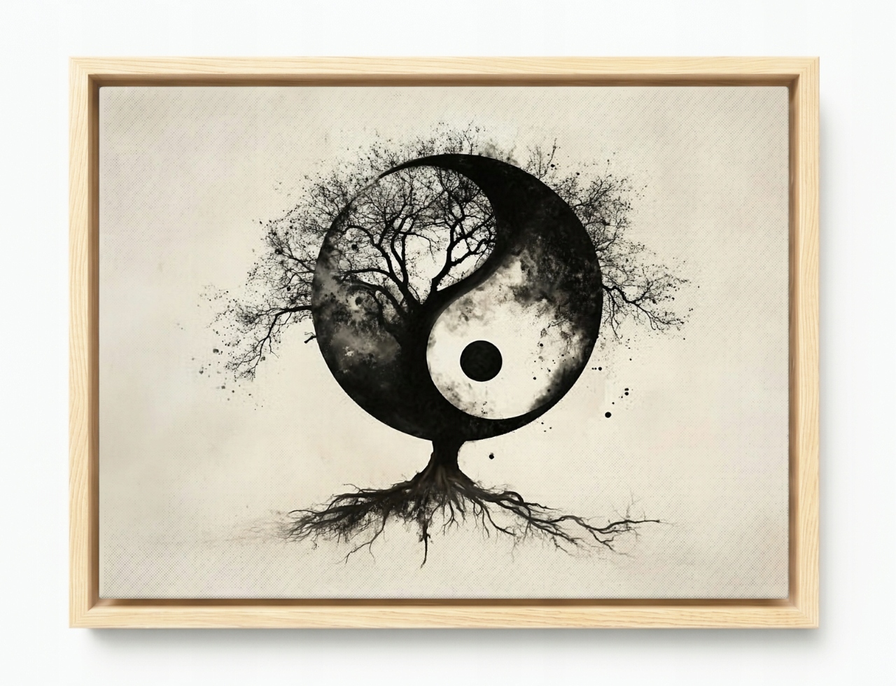Obraz Rám American Box Grafika Ázia Zen Harmonia Yin Yang Strom 80x60
