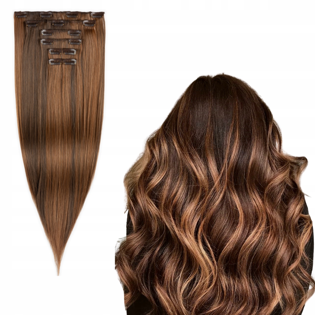 

Włosy syntetyczne Clip In 6 taśm 50 cm brąz #8/30