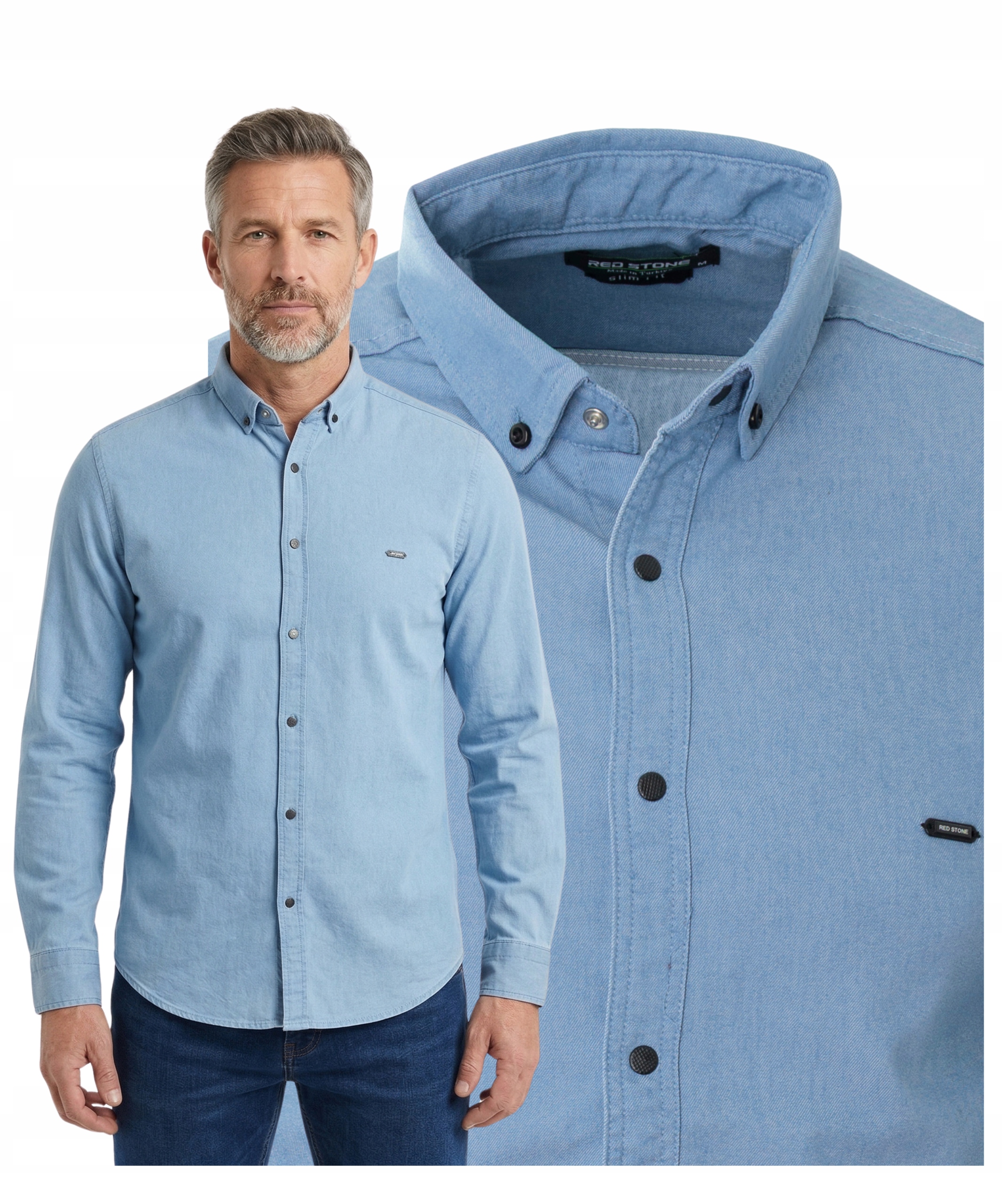 Koszula męska z długim rękawem stylowa bluzka Bawełna Rozmiar L gładka