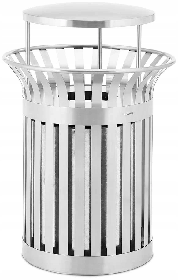 Levně Koš na odpad kulatý 23 l Ocel stříbrný s vnější stříškou