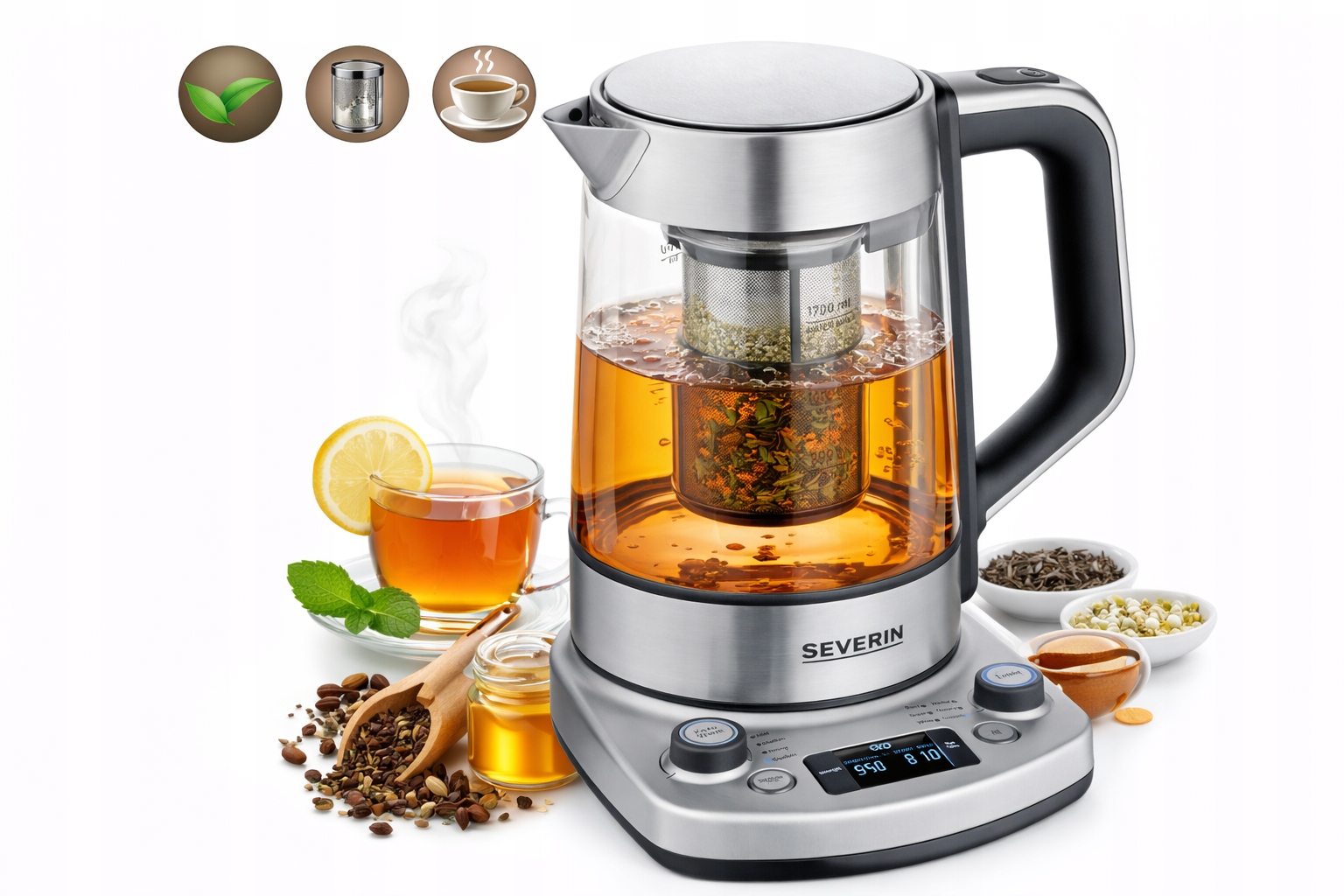Czajnik Do Herbaty Automatyczne Sitko 1.7L Regulacja Temp Severin WK3422