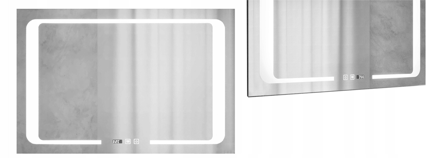 Obdĺžnikové, energeticky úsporné podsvietené zrkadlo Minor Chrom Led 90x60