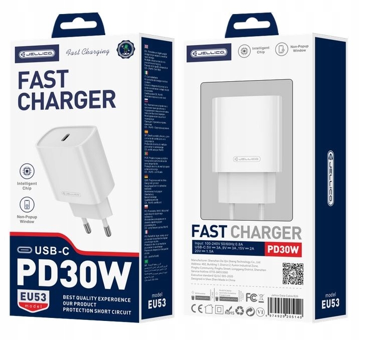 Szybka Ładowarka Jellico USB-C USB typ C PD 30W QC Quick Charge