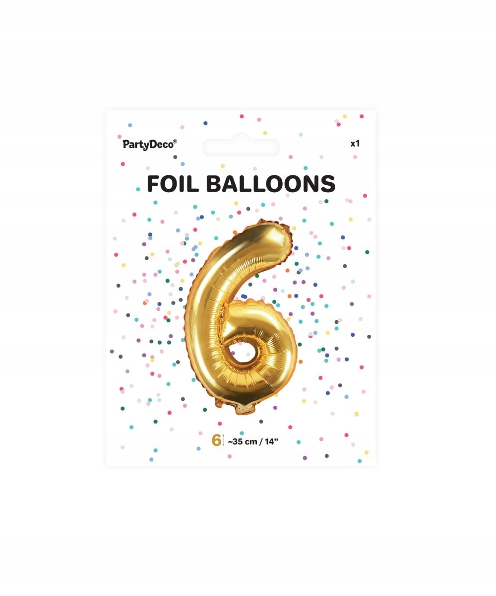 balon foliowy 35cm cyfra ''6'' złoto | FB10M-6-019 — 5