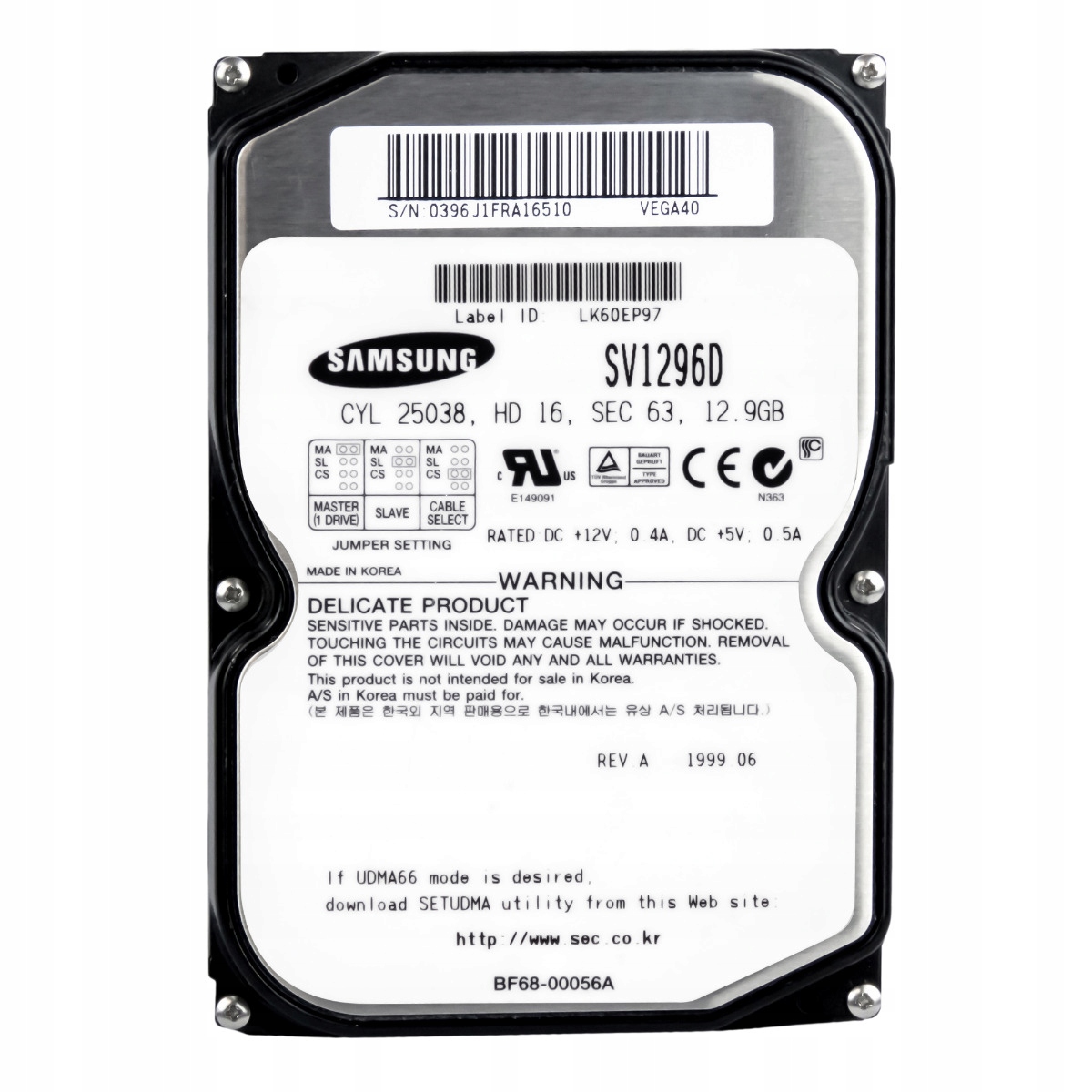 Samsung SpinPoint V60 12.9GB 5.4K Ata 3.5'' SV1296D