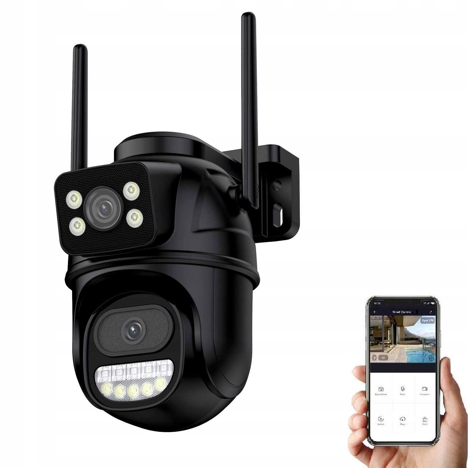 Dvojitá Otočná Kamera S Dvěma Objektivy Ip Wifi 8MPX