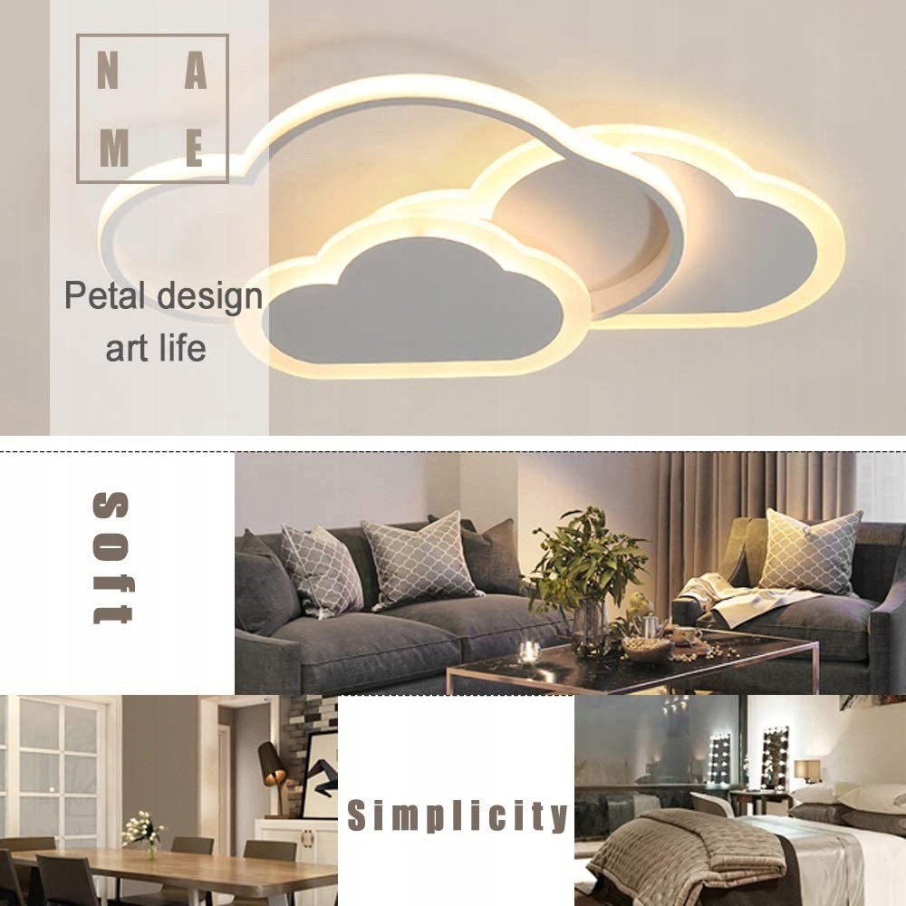 LAMPA SUFITOWA CHMURKA LED ZYRANDOL NOWOCZESNA DO POKOJU DZIECKA Liczba punktów światła 1