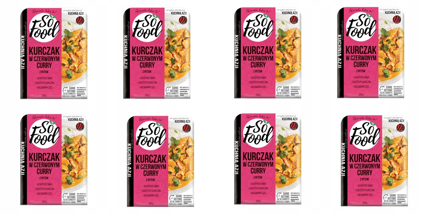 Levně 8 x 330 g So Food Kuře v červené kari omáčce s rýží Karton