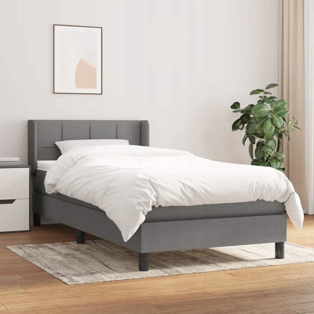 Box spring postel s matrací tmavě šedá 90x200 cm textil Šedá 3129682