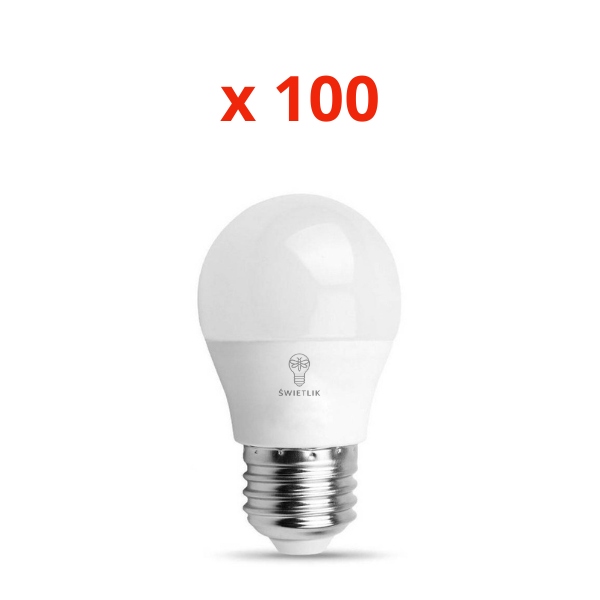Sada 100 kusov Led žiaroviek G45 E27 4W Farba Biela Neutrálna