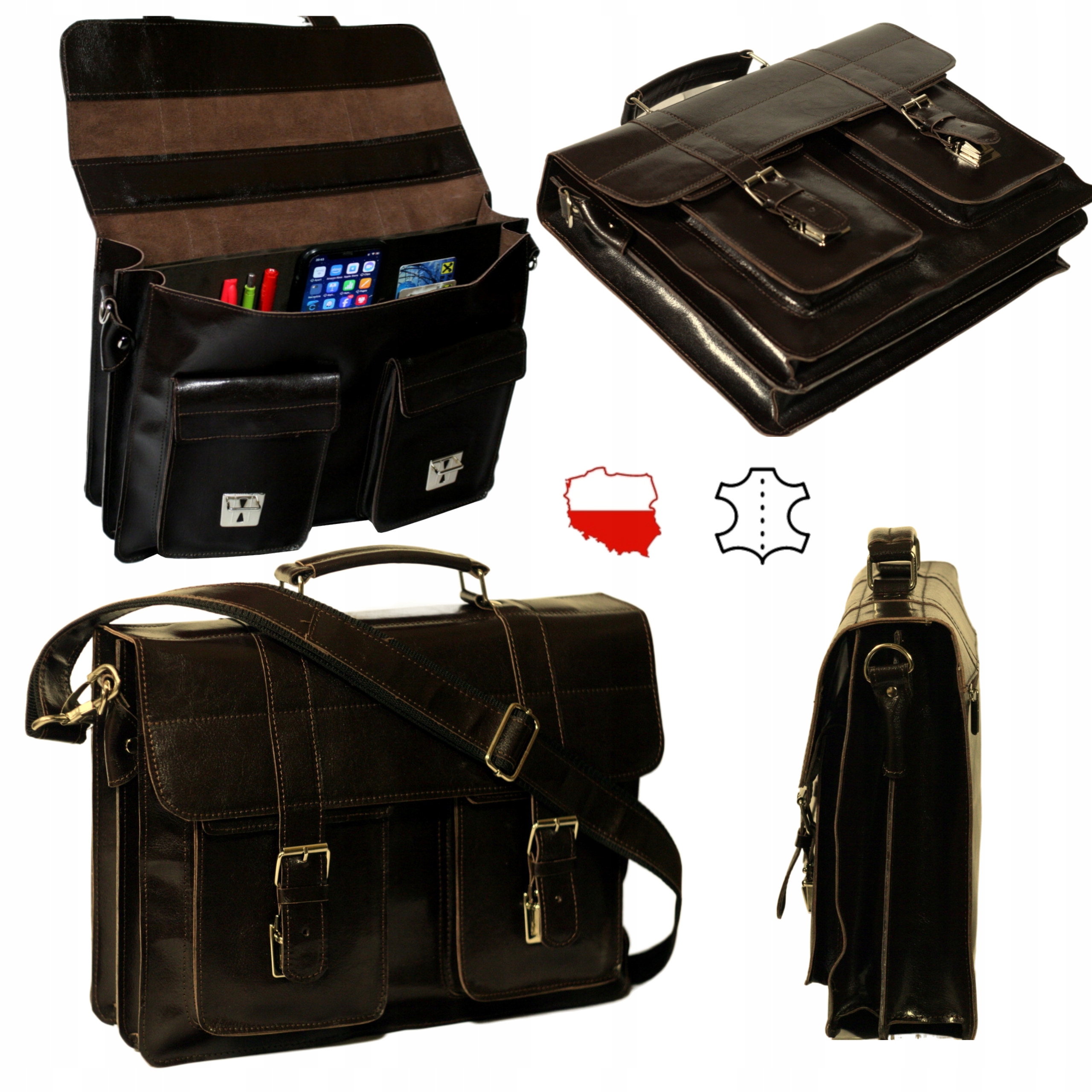 Pánská Taška přes rameno kožená kabelka přes rameno vintage polská výroba velká A4