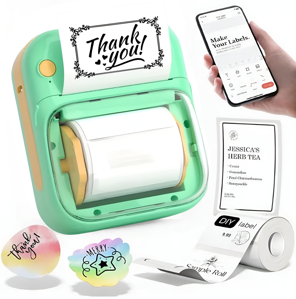 Mini drukarka termiczna etykiet samoprzylepnych aplikacja Bluetooth B3