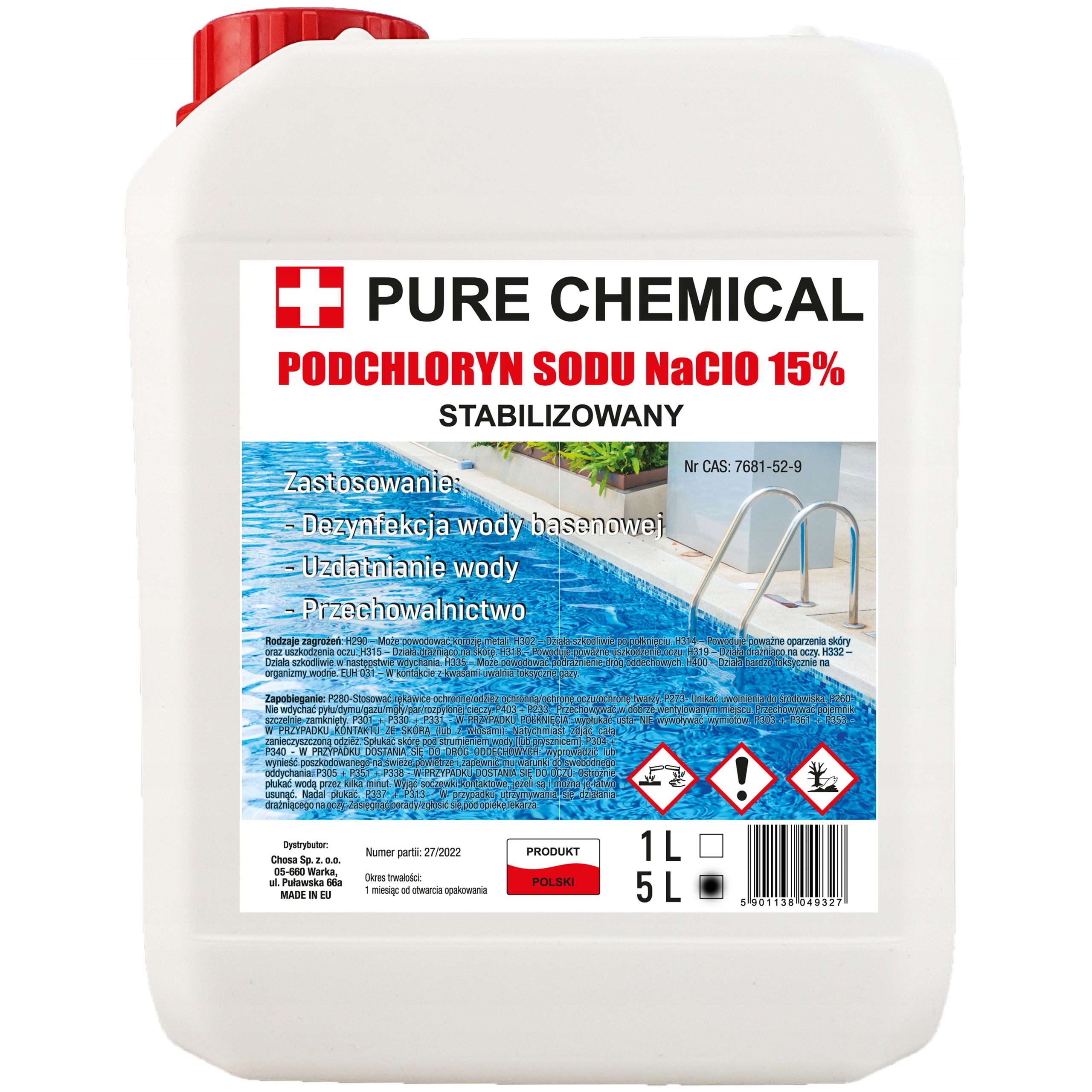 

Podchloryn Sodu 15 Stabilizowany Chlor W Płynie 5L