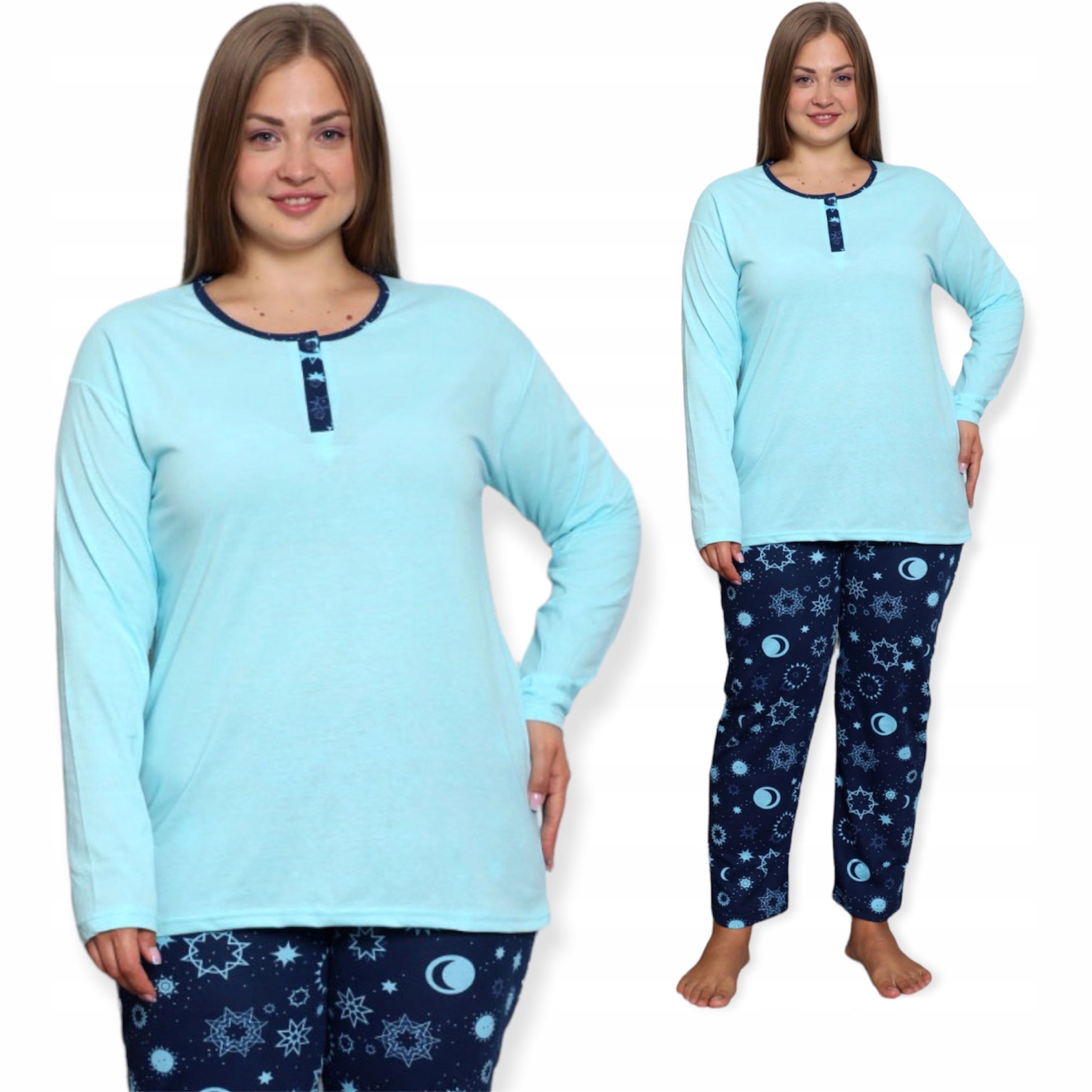 

Piżama Damska Długi Rękaw Długie Spodnie Duze Roz.