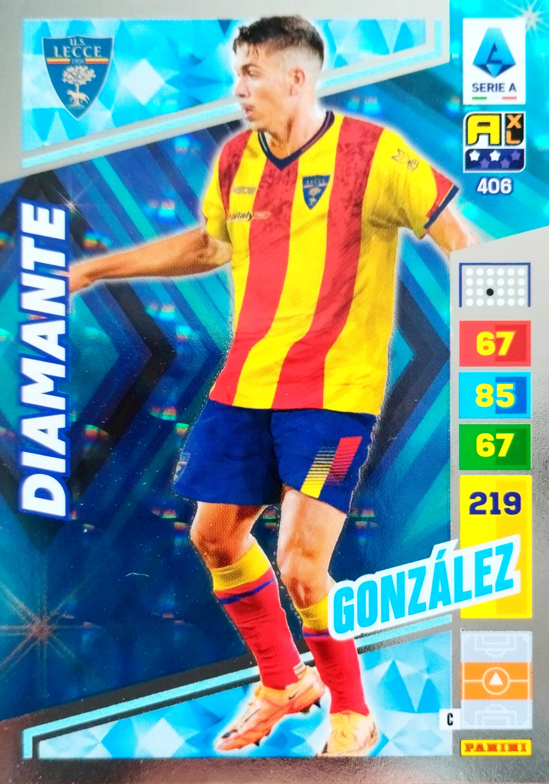 Panini Calciatori Liga Włoska 2023 2024 Diamante 406 Gonzalez Lecce