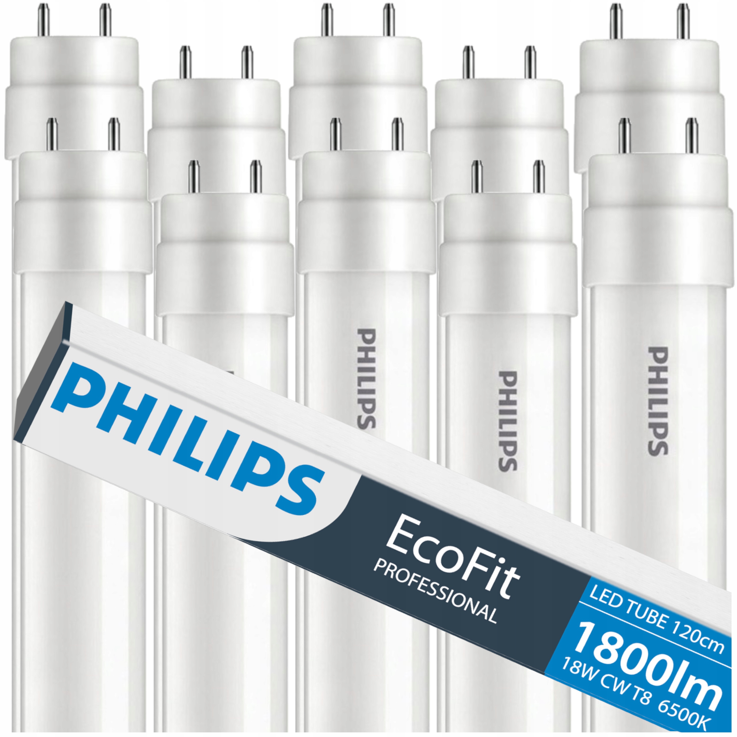 10x Led žárovka Tuba 120 cm 18W 6500k 1800lm G13 Philips Studená sada