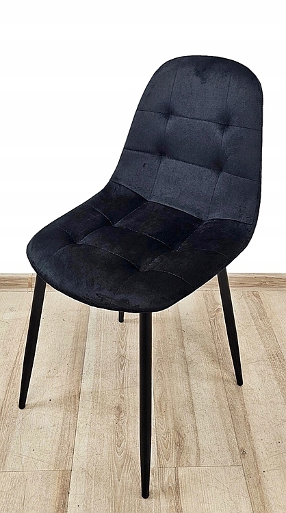 KRZESŁO TAPICEROWANE WELUROWE NOWOCZESNE SKANDYNAWSKIE LOFTOWE CZARNE Głębokość mebla 54 cm