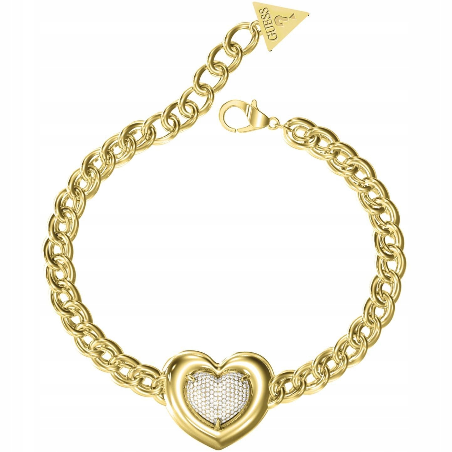 Dámský zlatý náramek Guess zirkon srdce
